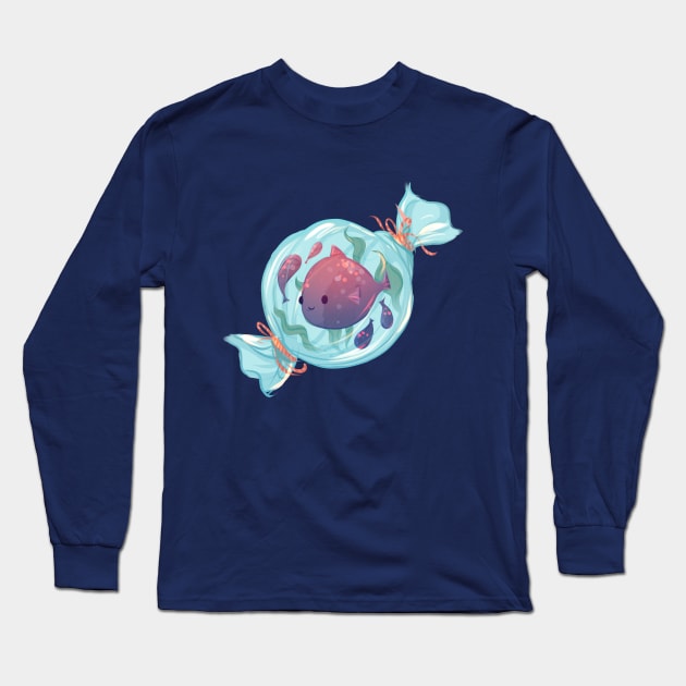 Fish Aquarium Candy Long Sleeve T-Shirt by Claire Lin